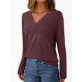 thumbnail image 3 of ShomPort Long Sleeve T-Shirts for Womens V-Neck Lightweight Solid Color Soft Blouses Breathable Comfort Daily Elastic Pullover Tees Tops, 3 of 6