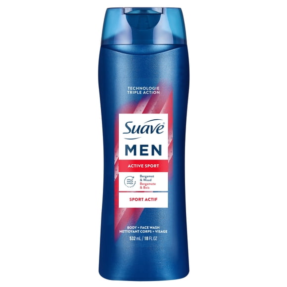 Nettoyant pour le visage et le corps Suave pour hommes, sport énergisant, nettoyant pour le corps rafraîchissant pour une peau hydratée, avec un parfum frais toute la journée, 532ml