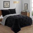 thumbnail image 1 of Reversible 3-Piece Comforter Set with Matching Shams, Two Colors in One for Ultimate Versatility and Style, King/California King, Black/Gray, 1 of 5
