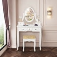 thumbnail image 4 of Costway Vanity Table Set Dressing Table Set W/5 Drawer Make Up Table and Stool Set White, 4 of 10