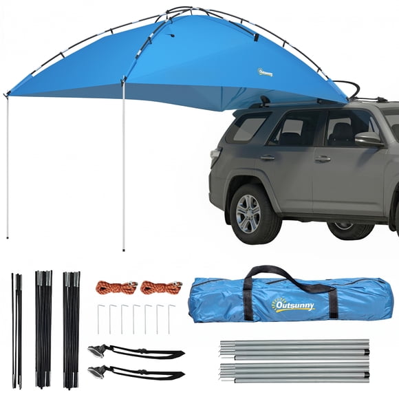 Outsunny Auvent de Voiture Tente de Camping Imperméable 11,5 x 8 Pi, Bleu Pâle