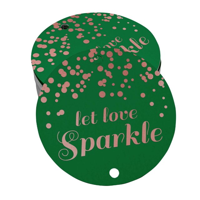 Inkdotpot Pack Of 100 Real Rose Gold Foil Paper Tags Let Love Sparkle Wedding Favor Hang Tags