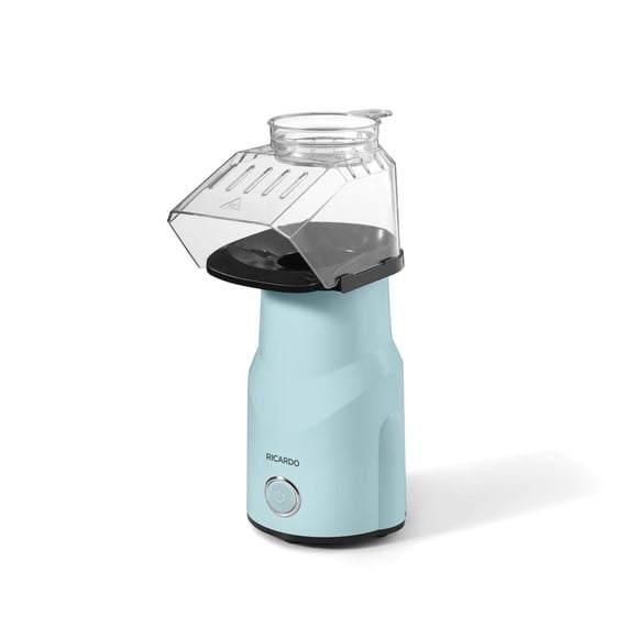 Ricardo Hot Air Popcorn Popper, 12-Cups in 3 Minutes, One-Touch, 1200W, Easy-to-Use, Blue