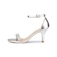 thumbnail image 3 of BLISSFUL STEP Women's Solid Color Open Toe Rhines Ankle Strap Stiletto Sandals Silver 7, 3 of 8