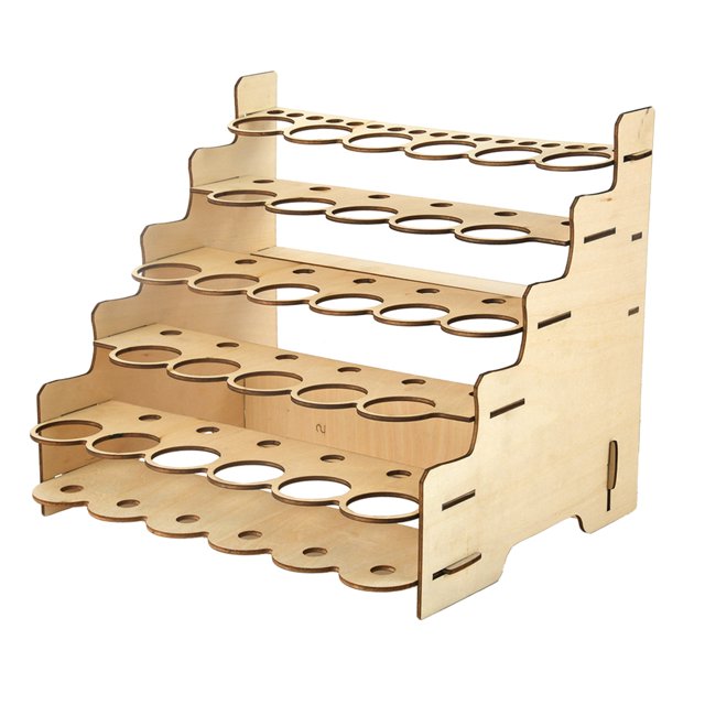 Module Pigment Bottle Brushes Rack Multi-Layer Wooden Organizer Display 28 Holes B-26.2x22x22cm