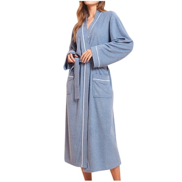 AherBiu Womens Robes Lightweight Open Front Long Sleeve Pajams Bathrobes Comfy Sleepwear with Belt