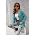 thumbnail image 3 of U.Vomade Women's Long Sleeved Buttoned Classic Hem Pleated Slit Cardigan, 3 of 4
