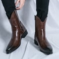 thumbnail image 4 of Mepaouo Men's Western Cowboy Boots Pointed Toe Motorcycle Riding Booties Formal Dress Chelsea Ankle Oxfords, 4 of 9