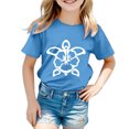 thumbnail image 1 of T-shirts Filles Mode Imprimé Tortue Col Rond Manches Courtes Décontractées Hauts Filles Bleu Ciel 6-7 Ans, 1 of 3