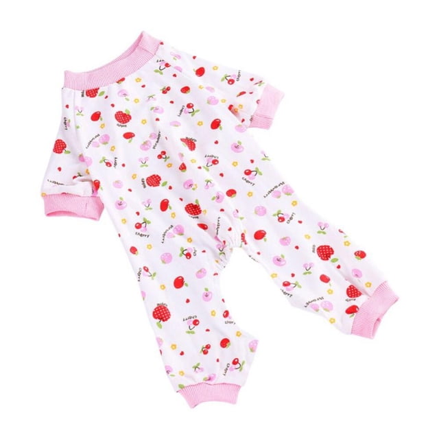 Four-legged Printed Pajamas For Pets Comfortable Four-legged Home Clothes For Dogs Cute Knitted Clothes Home Travel Pink