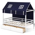 thumbnail image 1 of Costway Lit Maisonnette Double en Bois Massif Lit de Jeu Mezzanine Bas avec Tente 2 Tiroirs de Rangement, 1 of 10