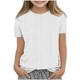 thumbnail image 1 of MeetoTime T-shirt à Col Rond à Manches 3/4 Uni pour Enfants, Décontracté, Ample, Printemps Été, pour Garçons et Filles, 1 of 4