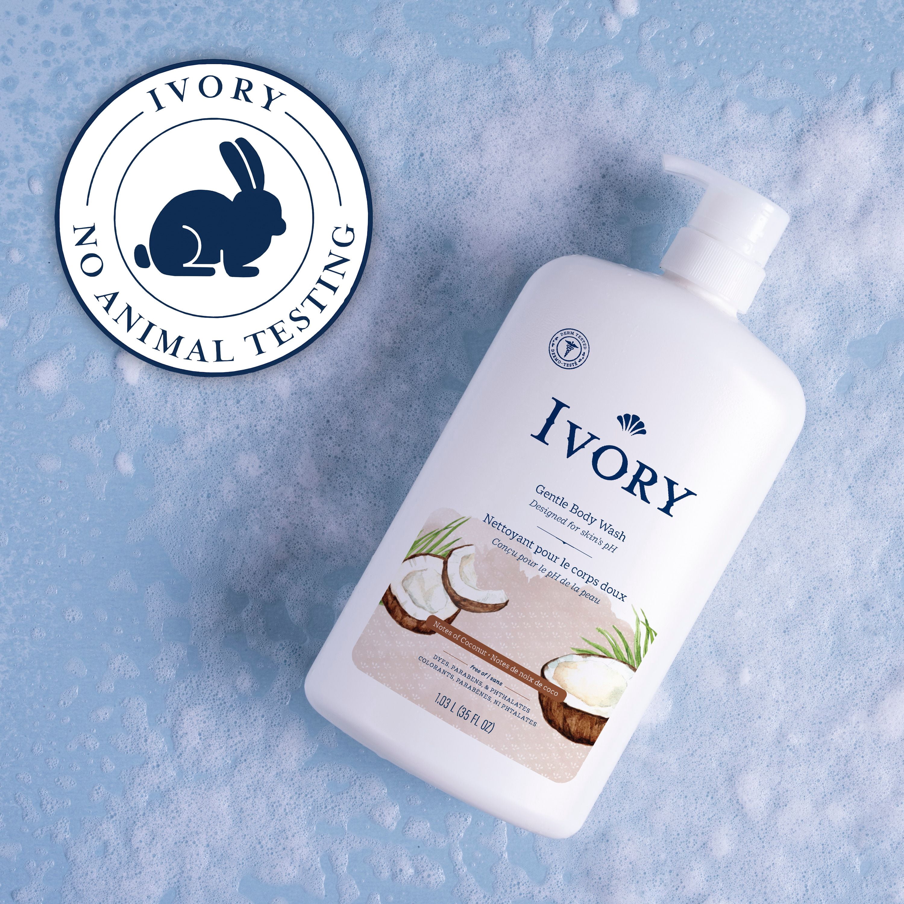 Ivory Nettoyant pour le Corps Doux et Délicat, Parfum de Noix de Coco