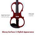 thumbnail image 4 of 4/4 Electric Violin Full Size Wood Silent Fiddle Stringed Instrument Bow Headphone Case Jujube Red, 4 of 11