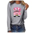 thumbnail image 1 of CEHVOM Femmes Col Rond Casual Manches Longues Cancer du Sein Tops, 1 of 4