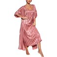 thumbnail image 1 of Women's Robes Solid Color Striped Satin Robe Femmes Women Sexy Nightwear Sleepwear 2 Pcs Set Pajamas M, 1 of 7