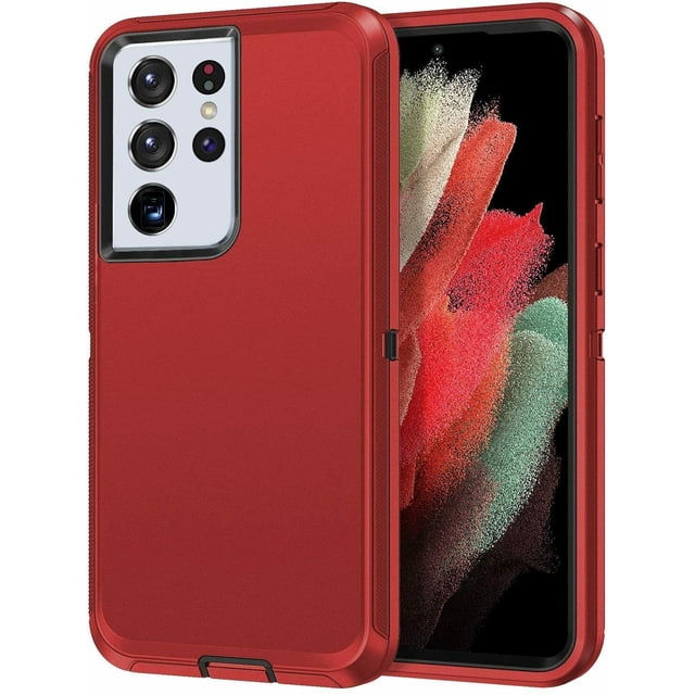 Supershield Defender Case for Samsung Galaxy S22 Plus 5G, Galaxy S22 Plus 5G Phone Case Heavy Duty Shockproof Dustproof 3 in 1 Rugged Protective Bumper Cover - Red