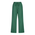 thumbnail image 4 of Women Comfortable High Waisted Wide Leg Pants Drawstring Elastic Trousers Comfy Straight Leg Long Pants With Pockets, 4 of 5