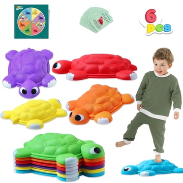 Joyfy 6Pcs  Turtle Balance Stepping Stones, Kids Jumping Stones Up to 265 Ibs, Toddler Obstacle Course Coordination Game Toys, Multicolor