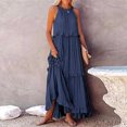 thumbnail image 5 of Plus Size Dresses Sleeveless Maxi Dress Casual Flowy Ruffle Elegant Solid Sundress Blue M, 5 of 5