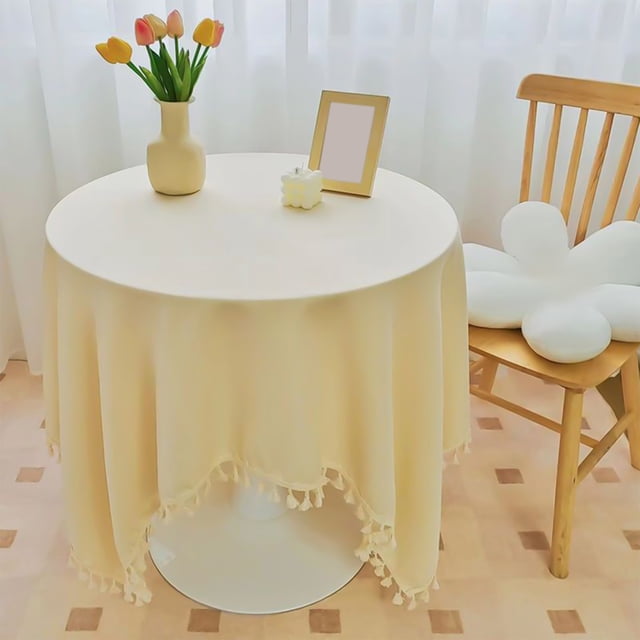 RYRDWP 60%Cotton,40%Linen Tablecloths With Fringe For Small Tables, 55x55 Inch Linen Sqaure Table Cloth For Wedding, Party, Indoor,Outdoor, Machine Washable