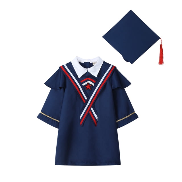 Kids Graduation Robes Pre School Graduation Cap and Gown Two Pieces Set Graduation Ceremony Outfit Size 7-8 Years Kids Clothing