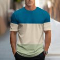 thumbnail image 2 of Plebaso T-Shirts pour Hommes à Blocs de Couleur Manches Courtes Chemises Imprimées Col Ras du Cou Été Décontracté Amples T-Shirts Hauts, 2 of 5