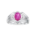 thumbnail image 1 of RYLOS Men's Rings 14K White Gold Rings Classic Designer Style 9X7MM Oval Gemstone & Diamond Ring Star Ruby July Birthstone Rings For Men, Size 10, 1 of 7