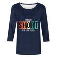 thumbnail image 5 of Chemises pour Femmes Habillées Décontractées, Chemises à Manches 3/4 pour Femmes, Tuniques à Manches Courtes Grande Taille pour Femmes, T-shirt à Manches 3/4 à Col Rond Imprimé Lettres Mode Décontractée pour Femmes, 5 of 5