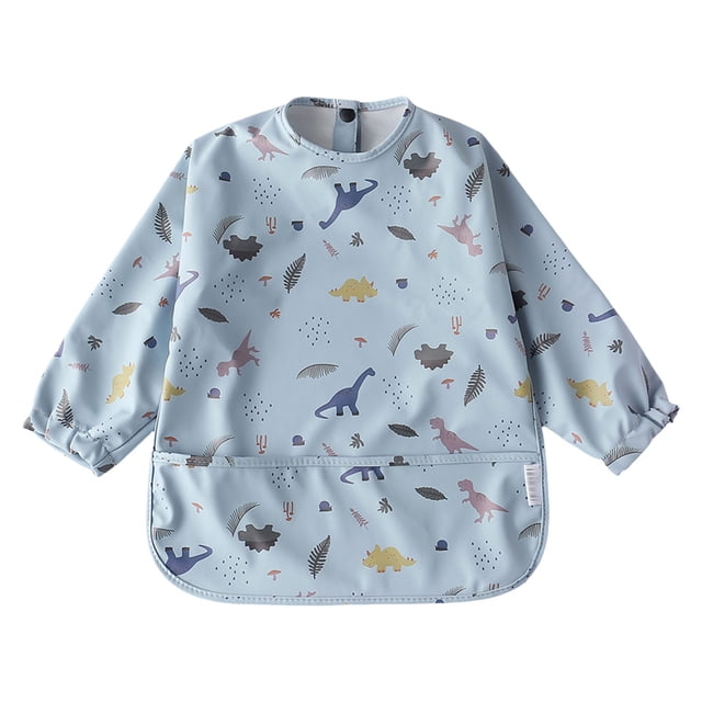 MIASHUI Baby Long Sleeve Bib Cartoon Print Toddlers Soft Bib Outfit