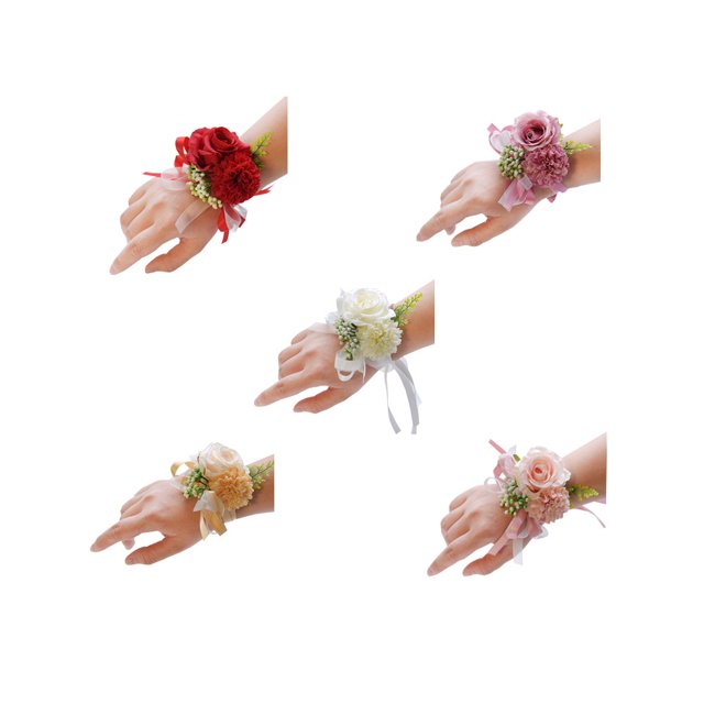 5pcs/set Wrist Corsage Decorative Artificial Flowers Wedding Oranment Supplies