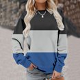 thumbnail image 3 of EQWLJWE Long Sleeve Shirts for Women Button Up Women Casual Patchwork Printed Round Neck Long Sleeve Pullover Blouse Sweatshirt Tops Fall Clothes for Women, 3 of 5