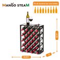 thumbnail image 3 of Mango Steam 32 Bottle Wine Rack with Black Glass Top Shelf, Free Standing for Home, Kitchen and Bar, 3 of 10