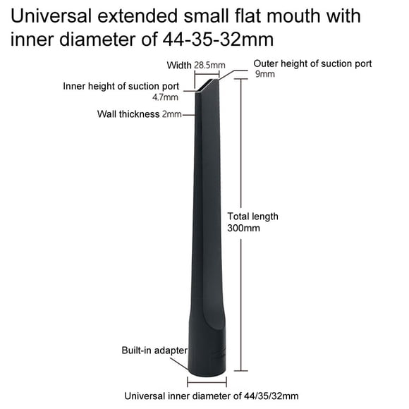 MYG for Shark Vacuum Cleaner Crevice Tool, Extra Long Nozzle 35mm x 300mm, Flat Suction Attachment for Hard-to-Reach Areas, Black Plastic Accessory for Precision Cleaning