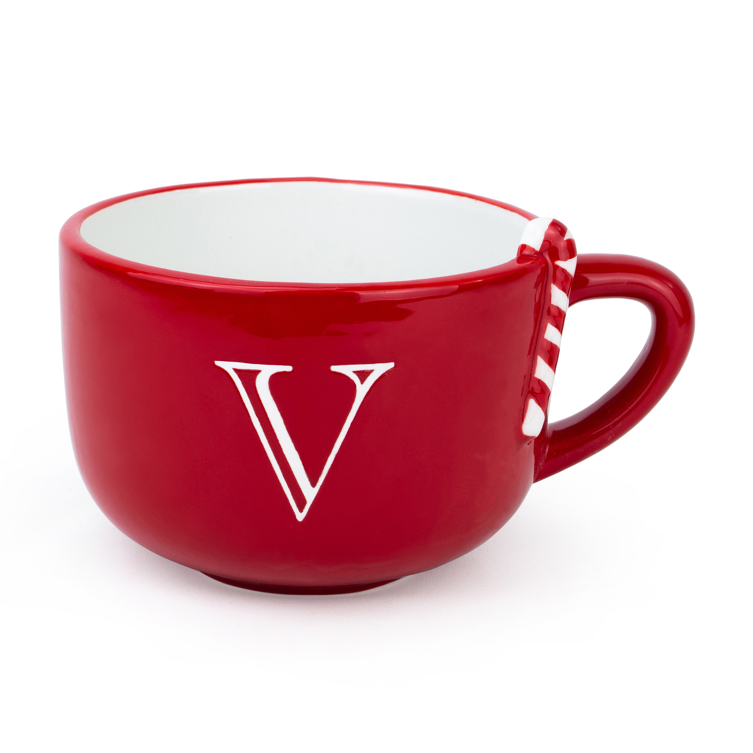 Holiday Time Dolomite Monogram Mugs - V