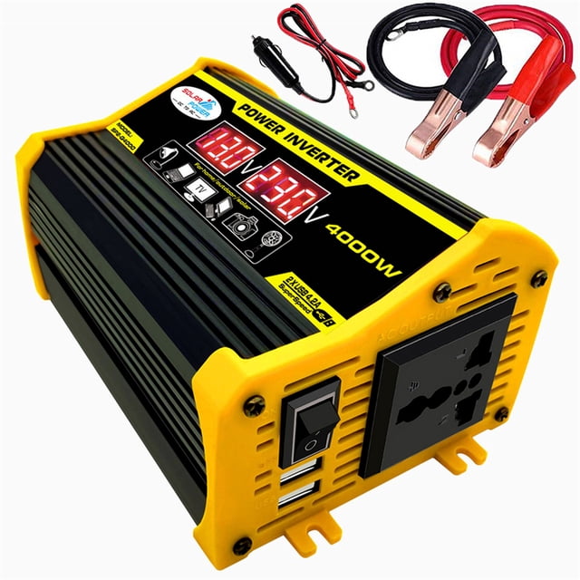 Labymos Portable Inverter Car Power Inverters DC12Volt To AC110/220Volt Transformer 4000W Modified SineWave Inverter Dual