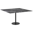 thumbnail image 2 of vidaXL Table Noire 70x70 cm 6 mm Verre Trempé avec Design Marbre, 2 of 3
