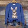 thumbnail image 2 of Penkiiy Chemises de Pâques pour Femmes 2024 Manches Longues Mignon Lapin Col Rond Chandail en Molleton Graphique Lapin Décontracté Été Blouse Tunique Hauts TG Bleu, 2 of 6