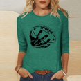 thumbnail image 2 of QATAINLAV T-Shirts Graphiques de Rugby pour Femmes Jour de Match 2025 Été Manches 3/4 Hauts Coupe Ample Décontractés Col Rond Blouses Tenues de Vacances Vente Hebdomadaire Vert m, 2 of 5