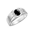 thumbnail image 3 of RYLOS Men's Rings Sterling Silver Classic 7X5MM Oval Gemstone & Diamond Ring Cabochon Onyx October Birthstone Rings For Men, Silver Rings, Size 9, 3 of 7