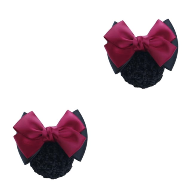 VONKY Easy To Wear Bow Work Hair Clips For Effortless Hairstyling On Go Wide Two Bows- rose red 2Set