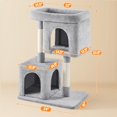 thumbnail image 3 of Yaheetech 33.5" Height Plush Cat Tree with Double Condos and Scratching Posts, Light Gray, 3 of 7