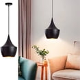 thumbnail image 3 of Heavenly Collections | Suspension Larme Moderne - Plafonnier Suspendu Noir Mat Style Mid-Century - Lustre Goutte Contemporain avec Intérieur en Feuille d'Or Martelée, 3 of 13