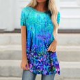 thumbnail image 1 of Hauts d'Été Grande Taille pour Femmes, T-Shirts Décontractés à Col Rond Imprimé, Manches Courtes, Blouse Ample, Col en V, en Solde, 1 of 5