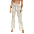thumbnail image 2 of FOCUSNORM Women Hollow Out Pants Solid Color Elastic High Waist Trousers, 2 of 8