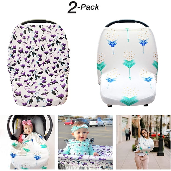 Baby Car Seat Cover For Babies | 6 in 1 Use | Nursing Cover | Shopping Cart Cover | 2 Pack