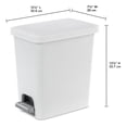 thumbnail image 2 of Sterilite 2.7 Gal Rectangular Step On Trash Bin Wastebasket, White (6 Pack), 2 of 9