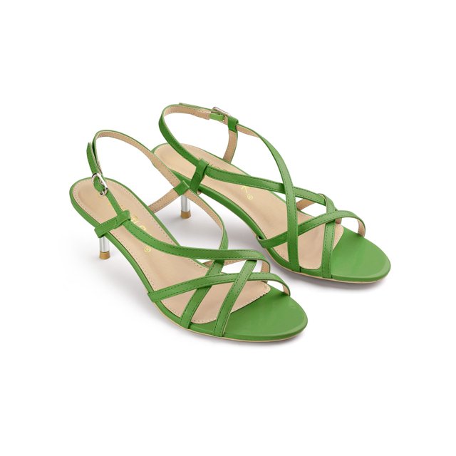 BLISSFUL STEP Sandales à Talons Aiguilles à Bride Arrière à Brides pour Femmes Vert 9