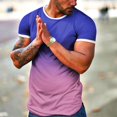 thumbnail image 3 of BOBOGOJP T-Shirts d'Entraînement pour Hommes Manches Courtes Décontractées Col Rond Rayé (Bleu Ciel,3TG), 3 of 4