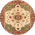 thumbnail image 1 of Ahgly Company Indoor Round Abstract Yellow Orange Oriental Area Rugs, 3' Round, 1 of 6